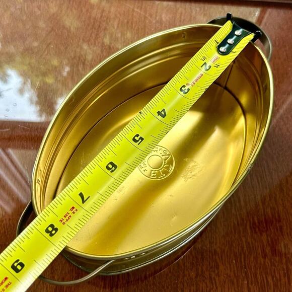 Vintage F.T.D.A. Brass Jardiniere Oval Planter Made in Holland - Picture 7 of 9